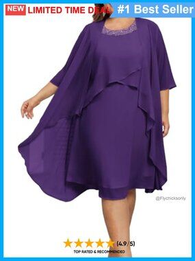 Plus Size 2 Piece Formal Dress Set with Chiffon Jacket A-Line Midi